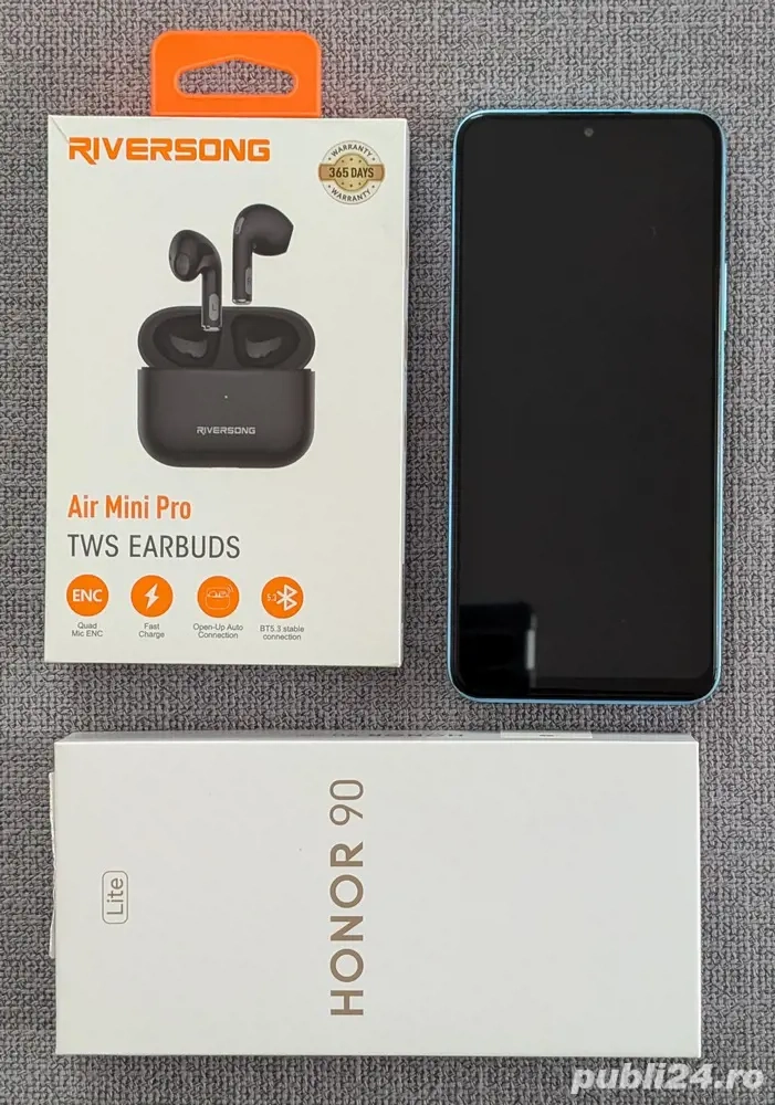 Vand telefon Honor 90 Lite si casti Riversong Air Mini Pro.