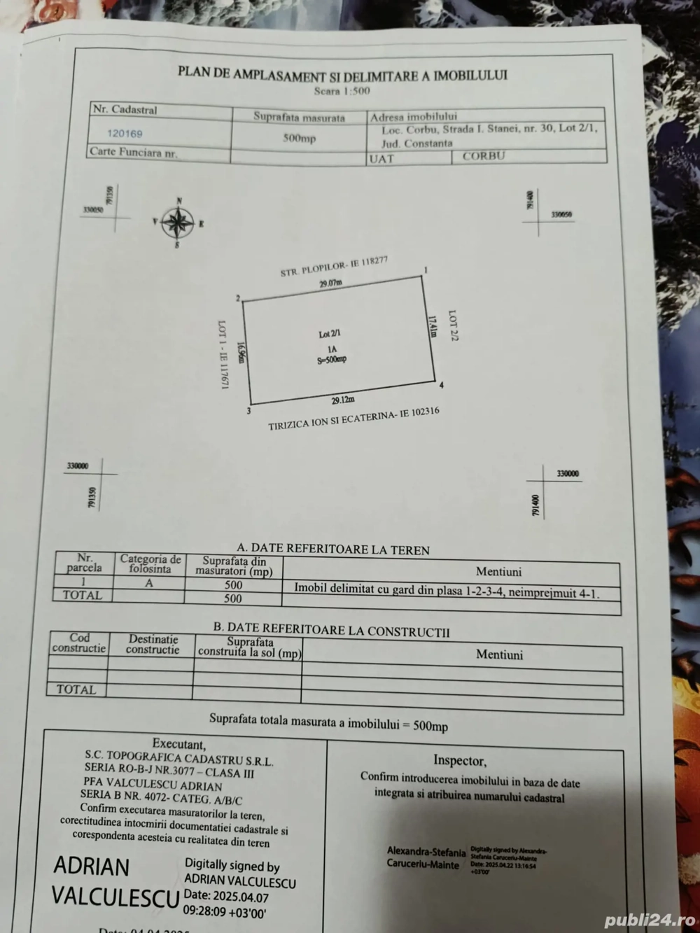 lot 500 m corbu intravilan 