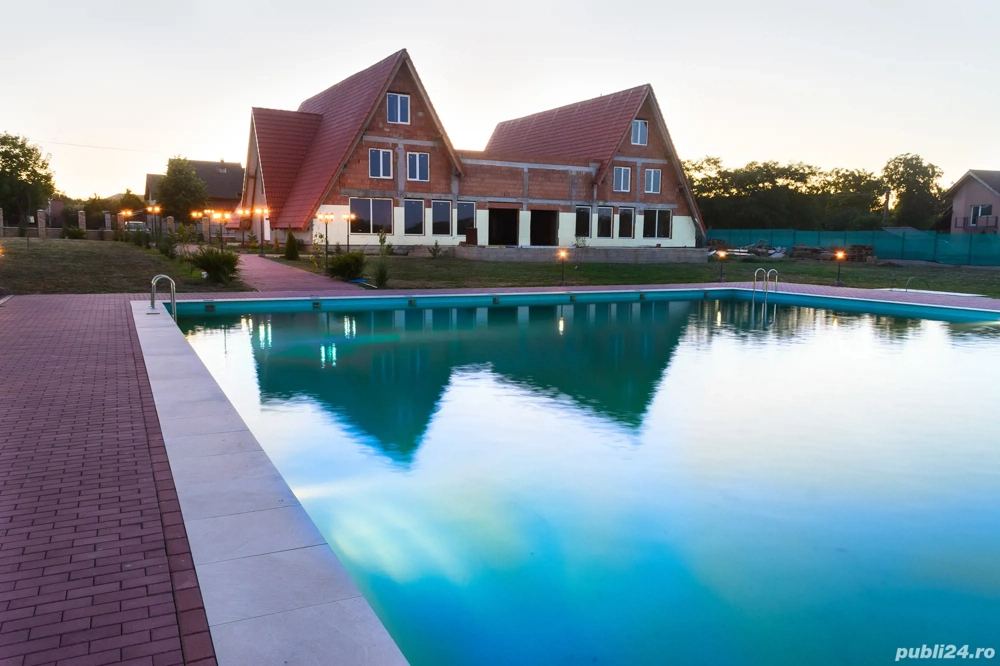 Proprietate cu clădiri multifuncționale (pensiune, baltă de pescuit, hală cu spații de depozitare).