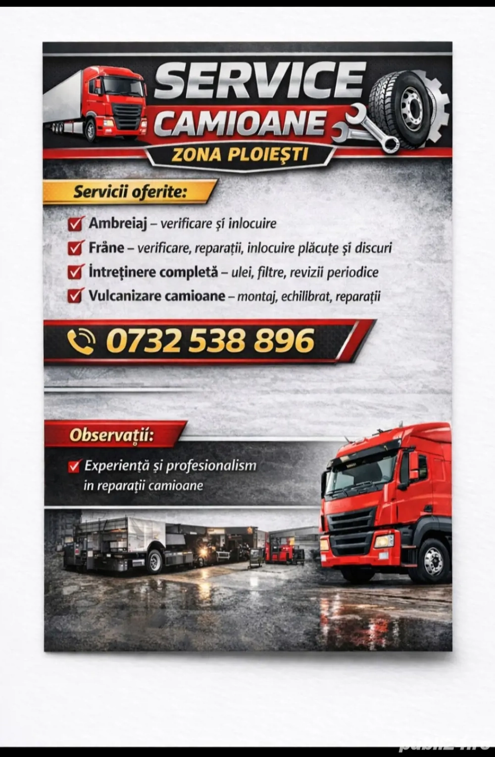 Service camioane & autoutilitare   Vulcanizare, frâne, ambreiaj   Ploiești