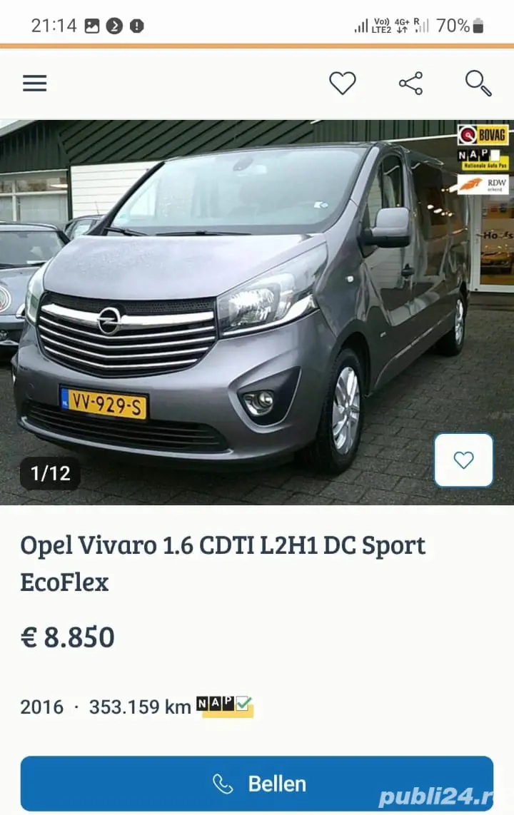 Opel vivaro 2016 cu 5 locuri 140 cp varianta cea mai lunga 