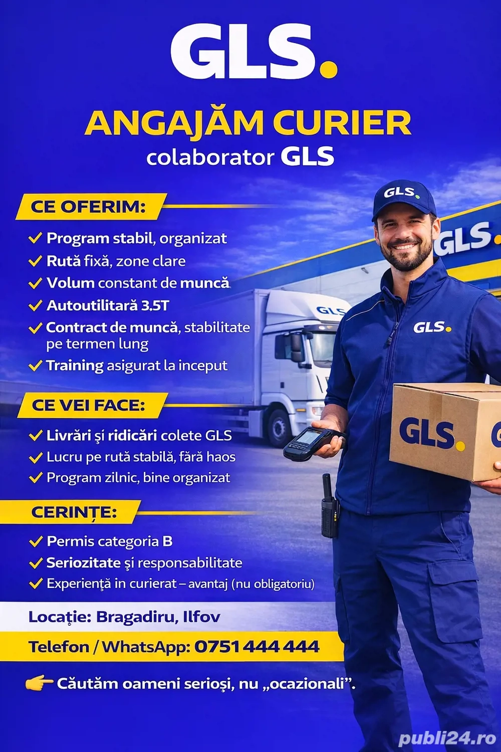 Angajam curier   colaborator GLS - Program L-V