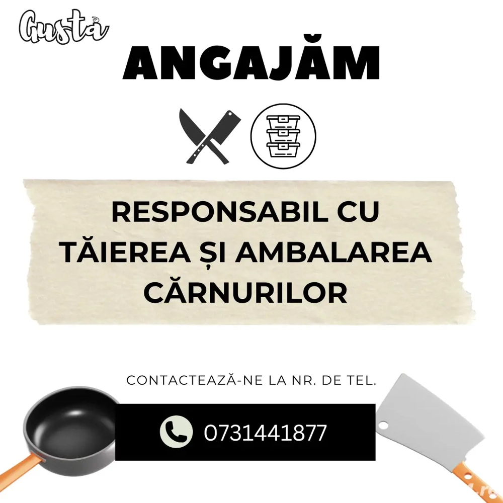 Firma de catering Gusta angajeaza reprezentant distribuitor
