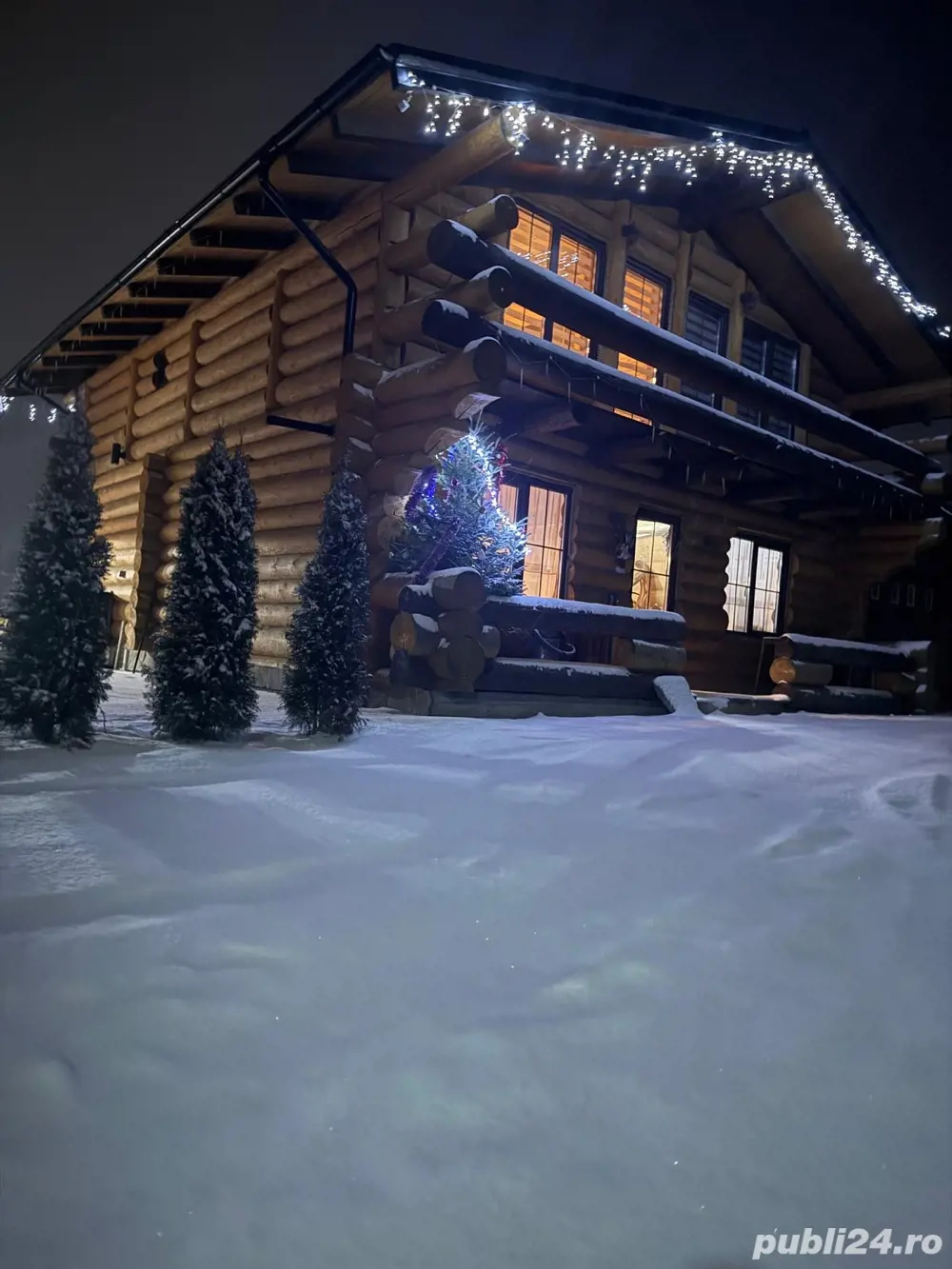 cabana rustic cu 4 dormitoare living si ciubar