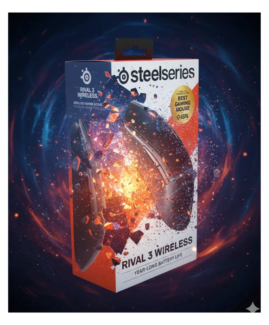 Mouse gaming wireless SteelSeries Rival 3, Negru