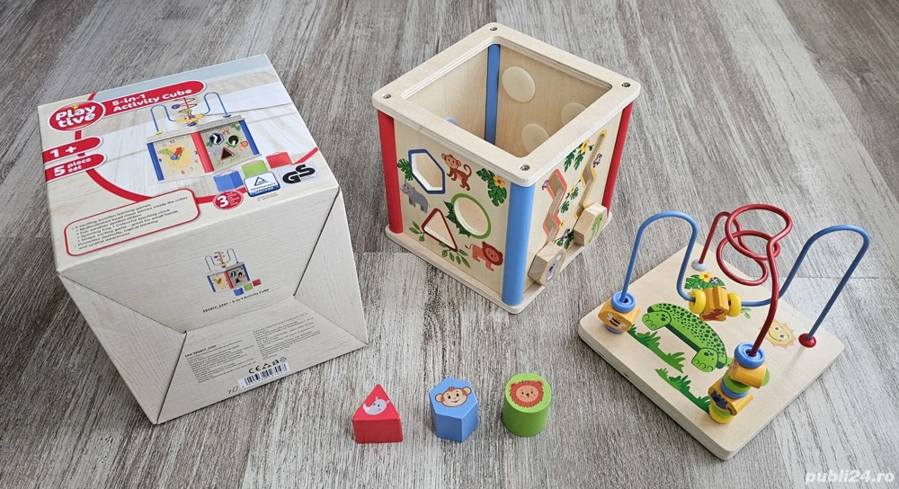 Cub educativ din lemn Playtive 5 în 1, set complet, ca nou