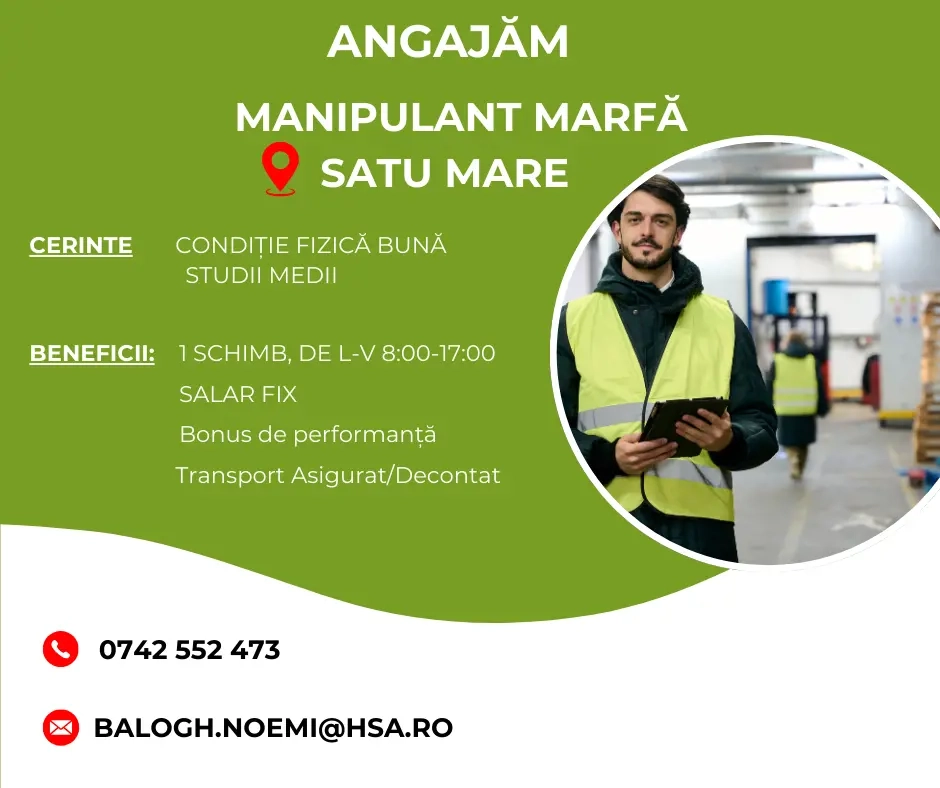 Angajam Manipulant Marfa cu incepere imediata