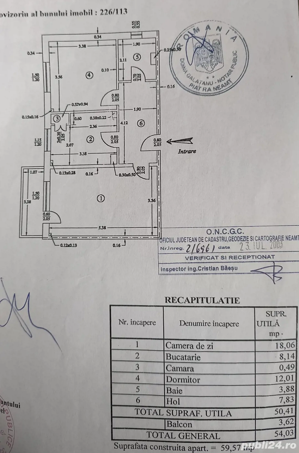 apartament 2 camere et. 1 scoala 4 Precista- b-dul Decebal