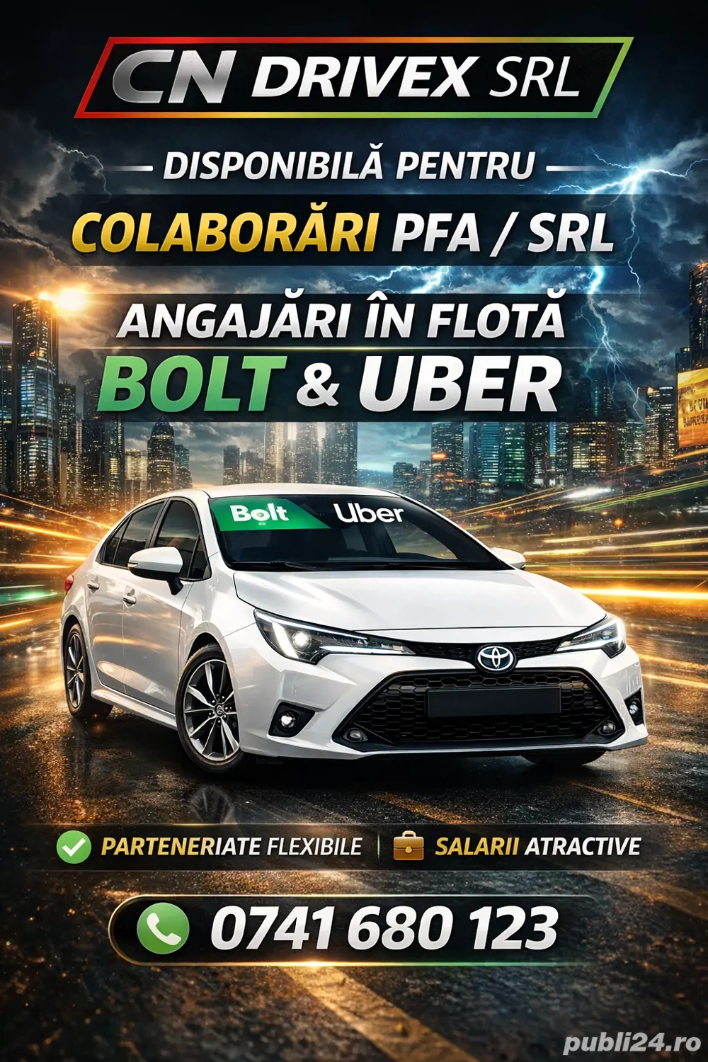 Angajam șoferi bolt uber colaborări!