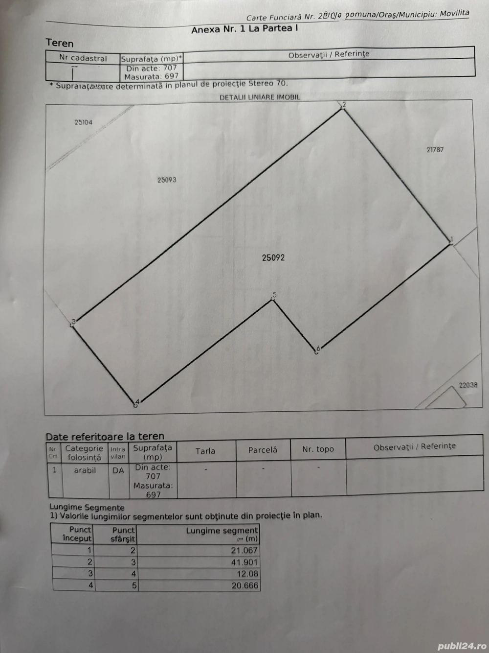 Teren intravilan 707 mp Movilița, Ialomița