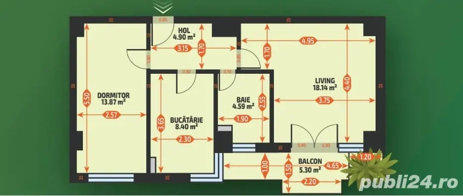 Apartament 2 camere decomandat, boxa si loc de parcare, TVA inclus, comision 0