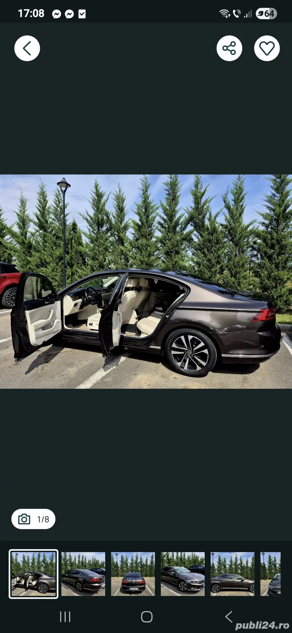 Passat B8 Highline , full led , piele crem , km reali ( 10.500   - preț fix )