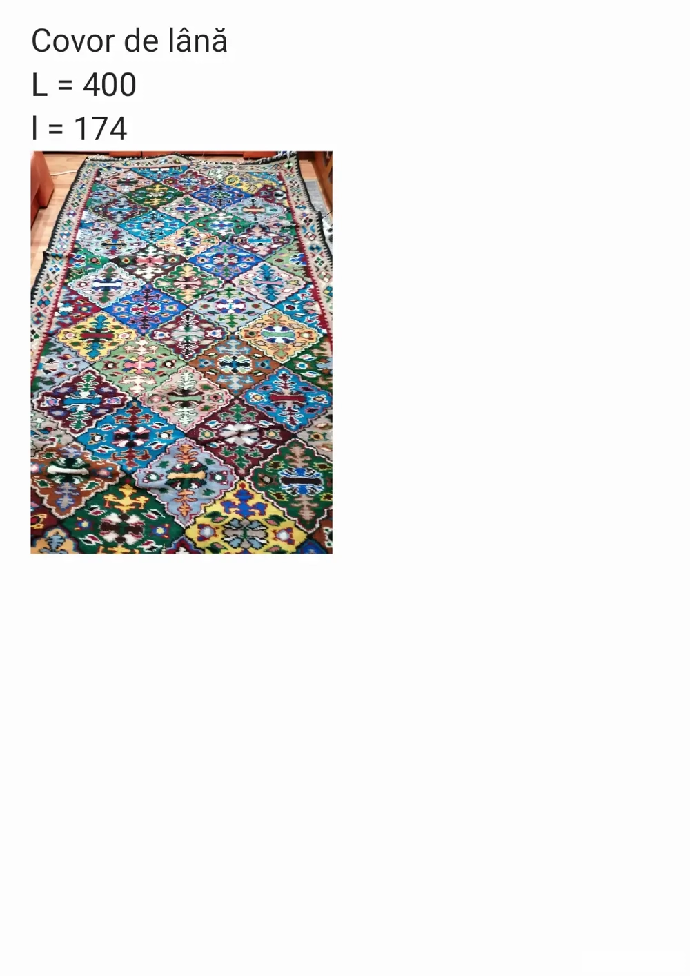 Covor lana 100% din zona Argesului