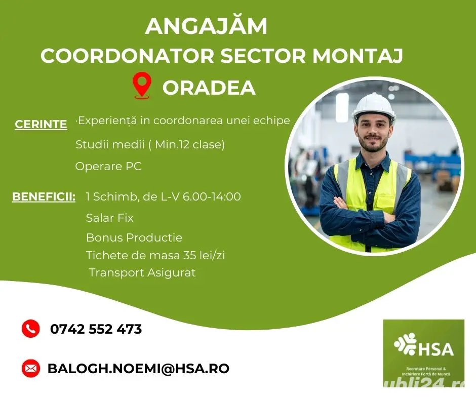 Angajam Coordonator echipă montaj  productie