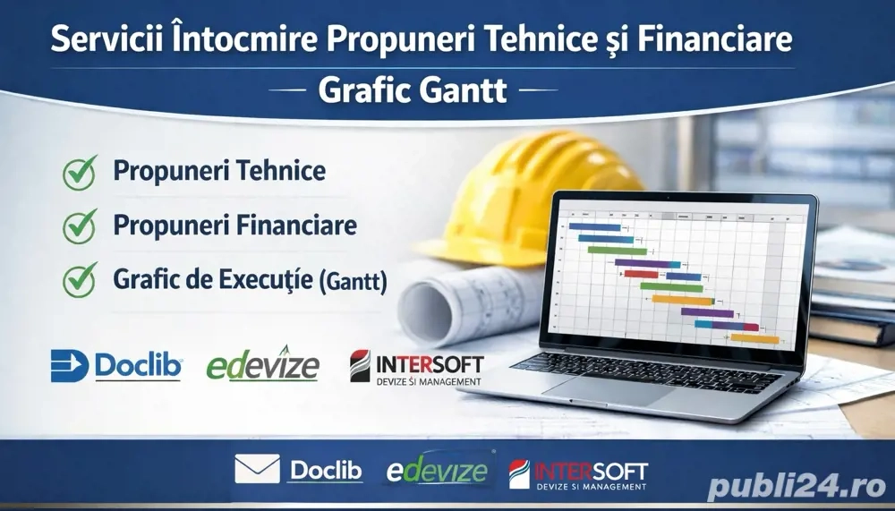Servicii de întocmire propuneri tehnice și financiare, grafic Gantt