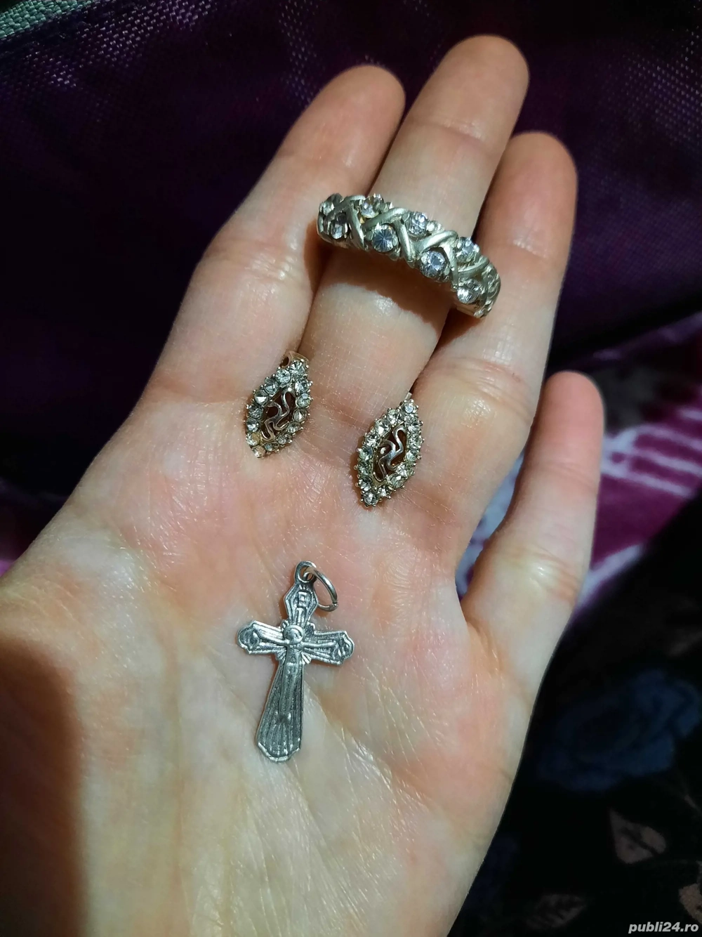 Lot argint inel cercei cruciulita transport gratuit 