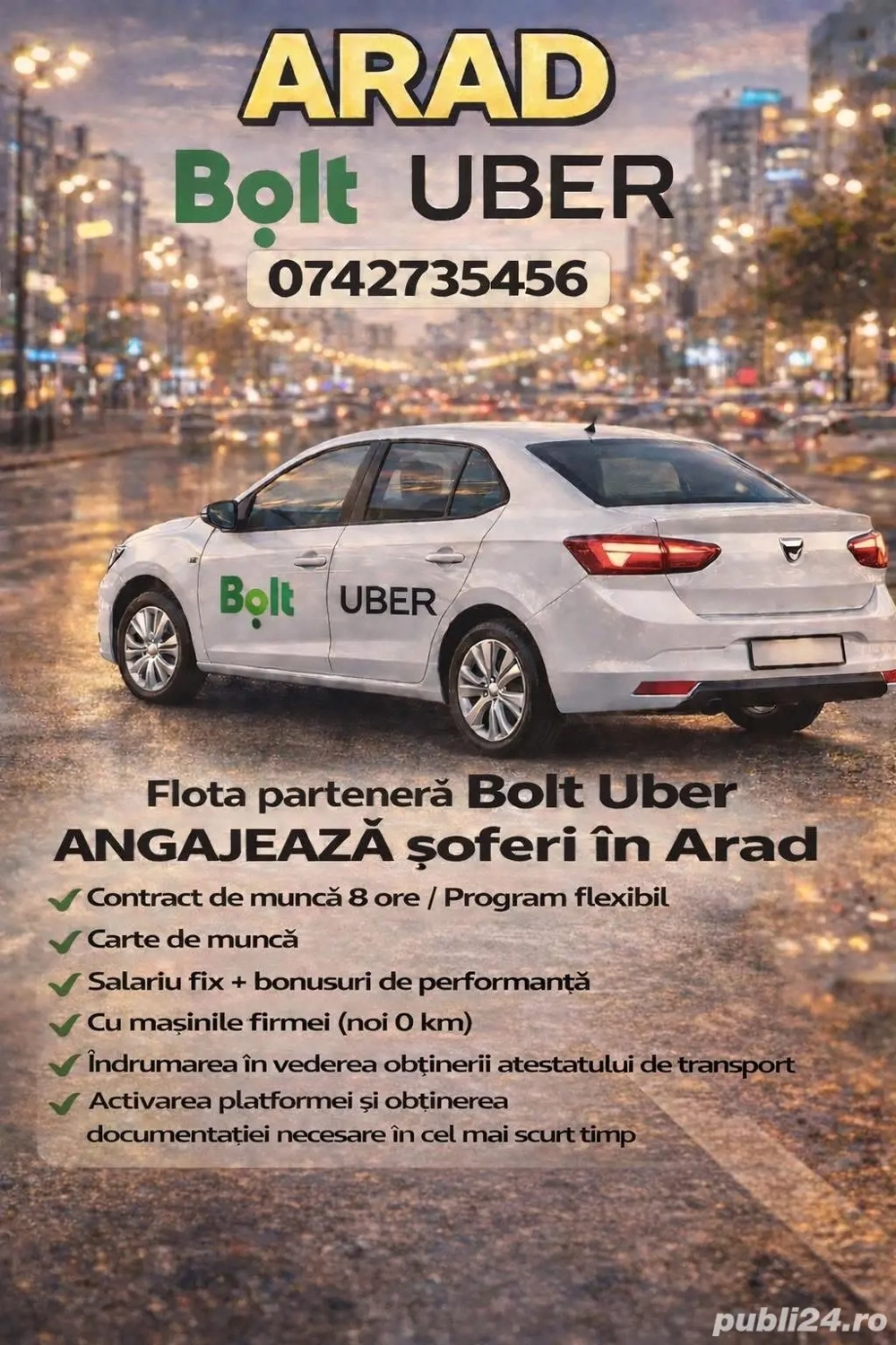 Angajăm Șoferi Bolt și Uber 