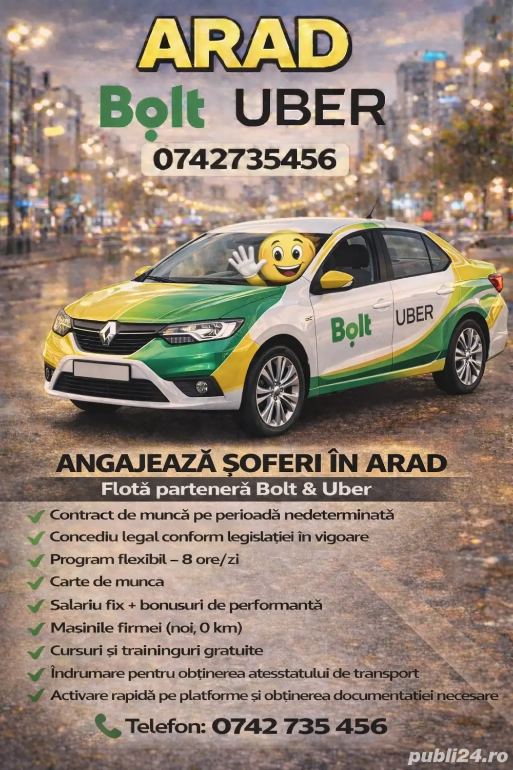 Angajez Șoferi Bolt și Uber 