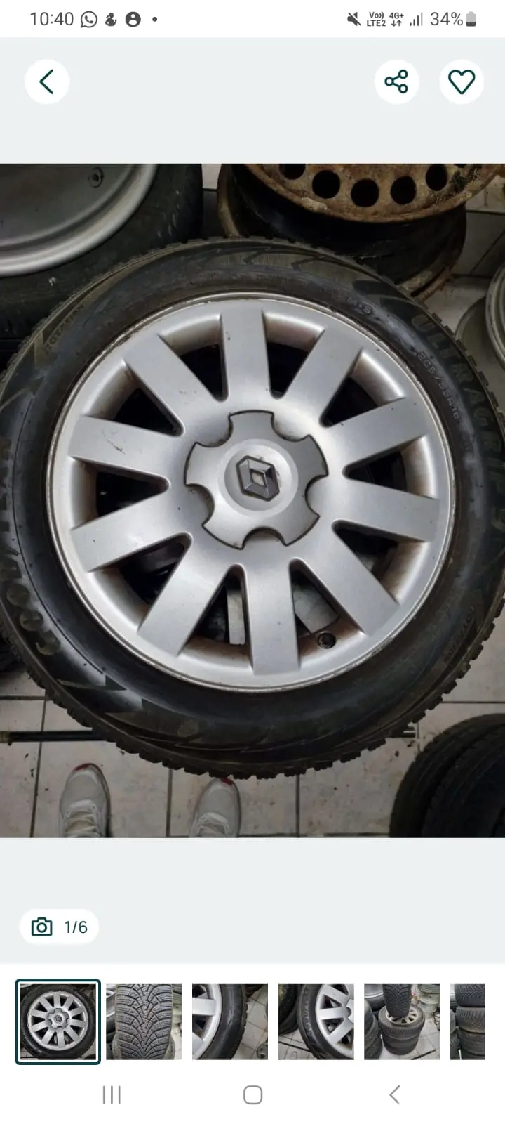 4 cauciucuri de iarna 205 55 16 cu jante de aliaj 5x108 de renault 