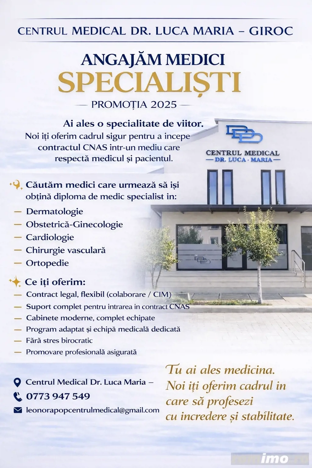 Suntem în căutare de medici specialiști 
