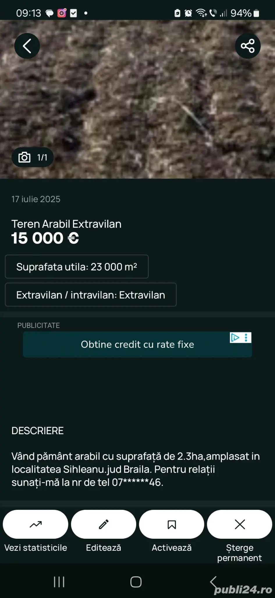 Teren arabil extravilan