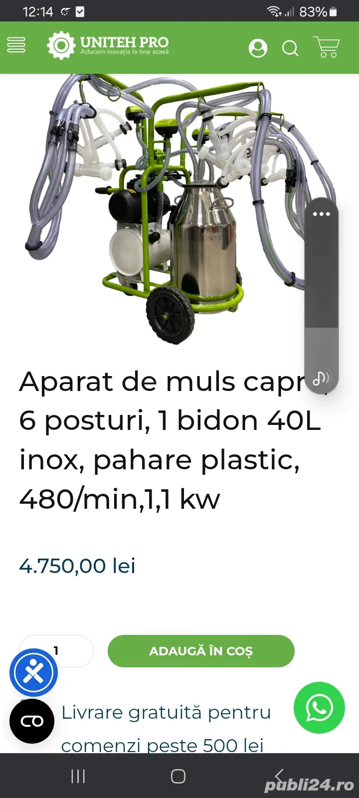 Aparat de muls capre_oi 6 posturi