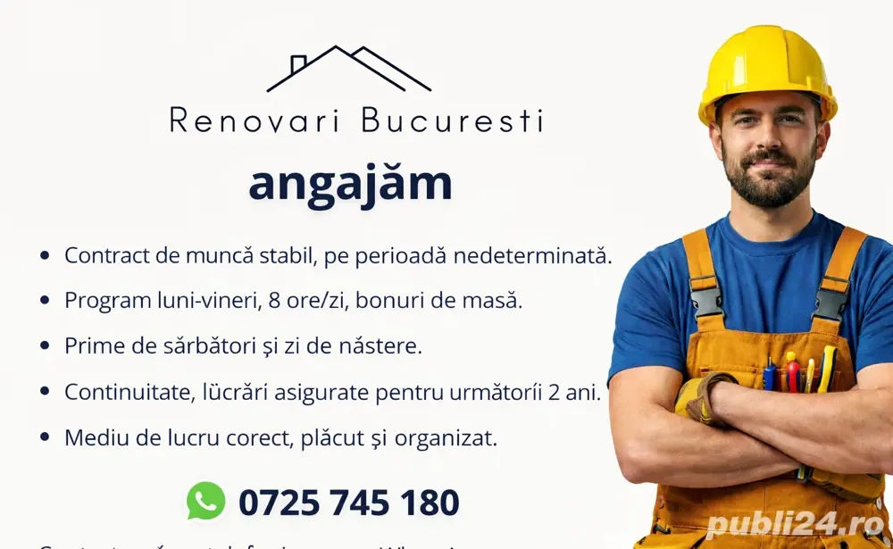 angajam lucrator renovari interioare