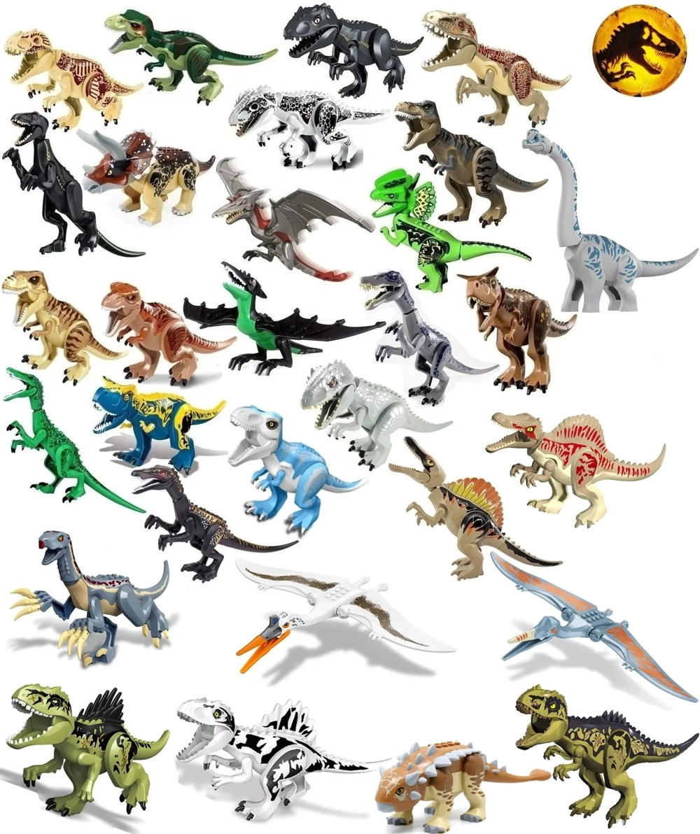 Figurine Dinozauri 30cm tip Lego Jurassic World: T-Rex, Indominus Rex, Indoraptor sau Carnotaurus