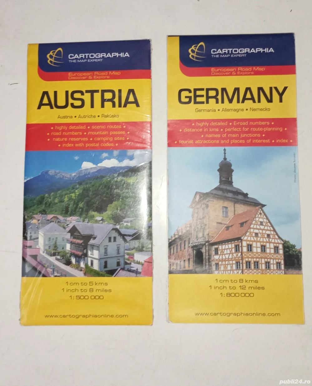 Hartă Austria și Germania.