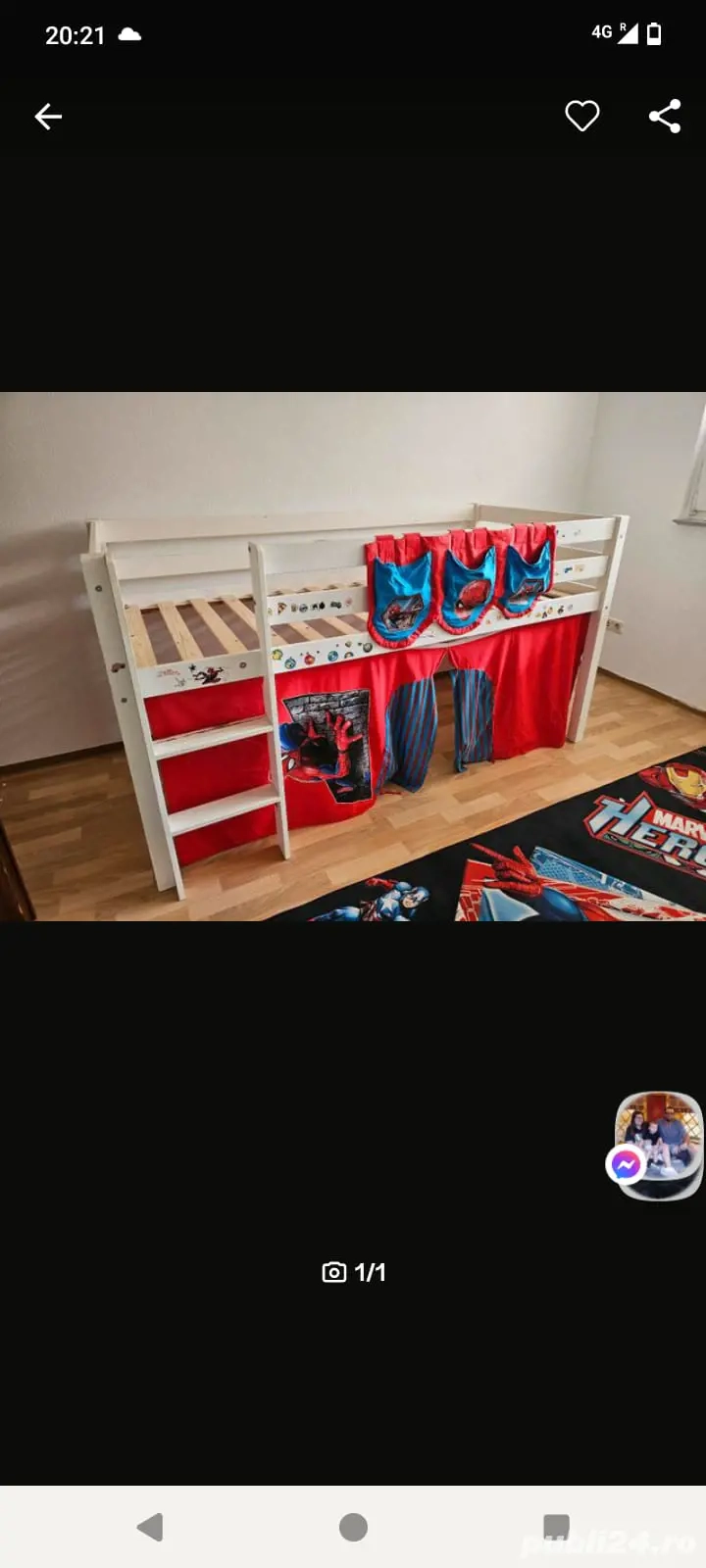 Pat etajat cu Spiderman 90x200cm