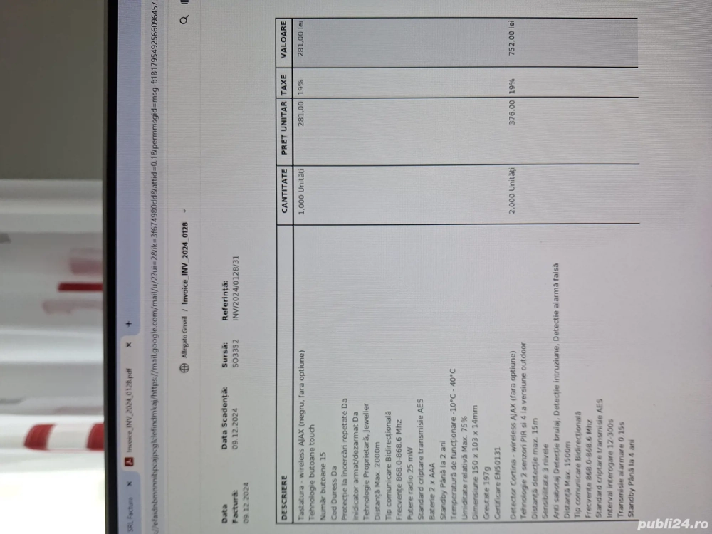Detector Cortina werless AJAX