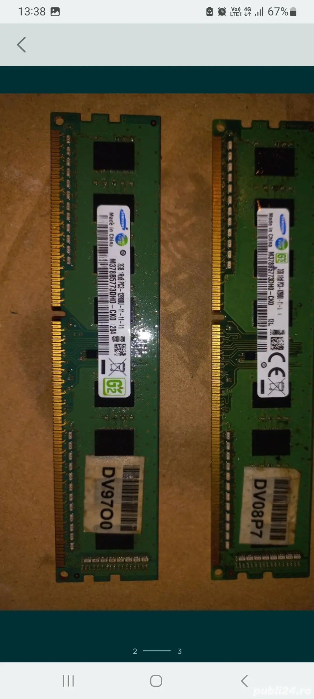 Kit 4GB:2 2GB ddr3, 1600Mhz, testat, totul ok,30 ron
