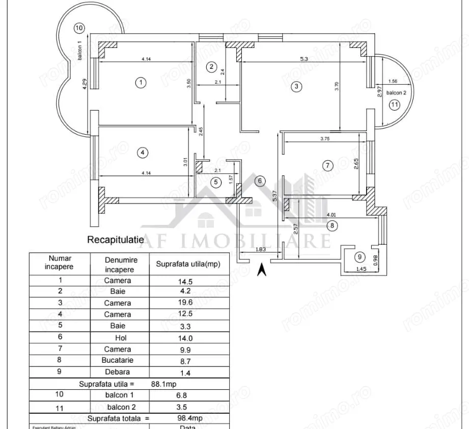 99mp - Etaj intermediar - Apartament 4 camere Nicolina zona Rond Vechi