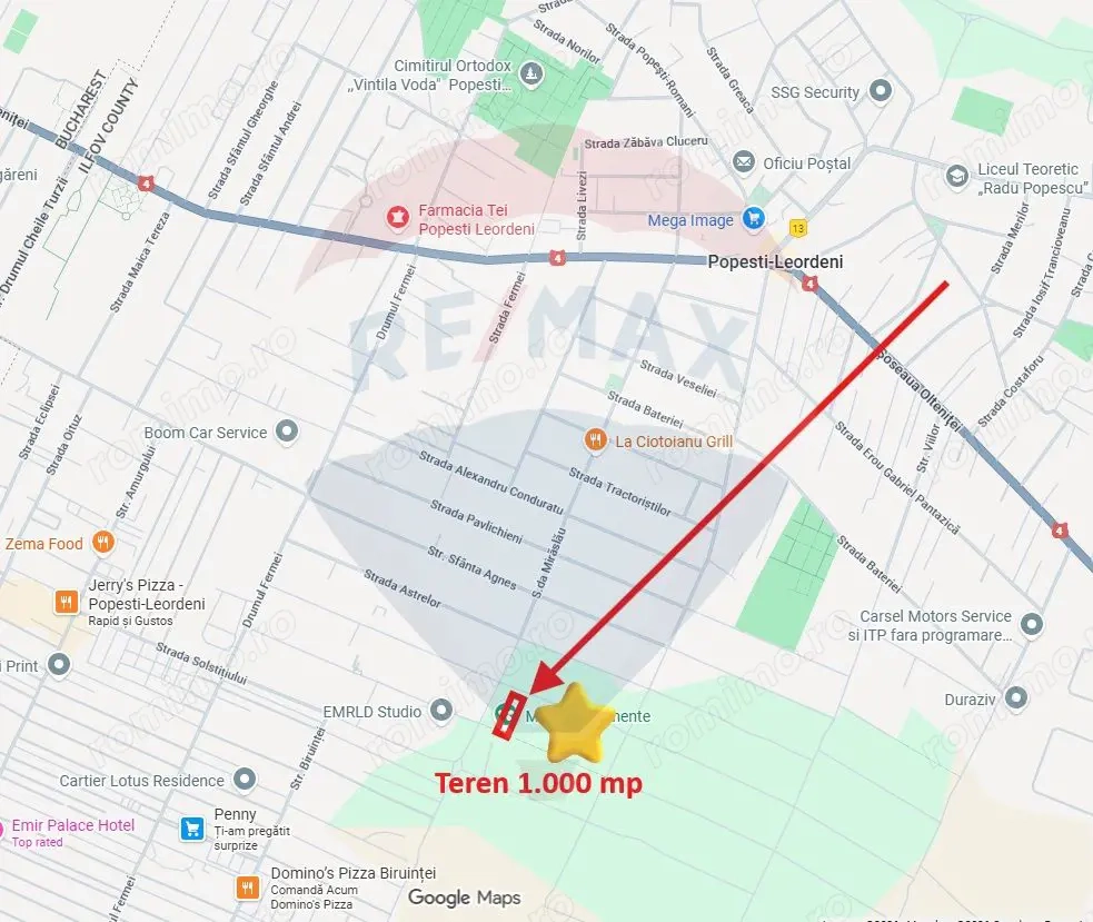 Teren 1000 mp de vanzare in Popesti-Leordeni / Strada Echinoctiului