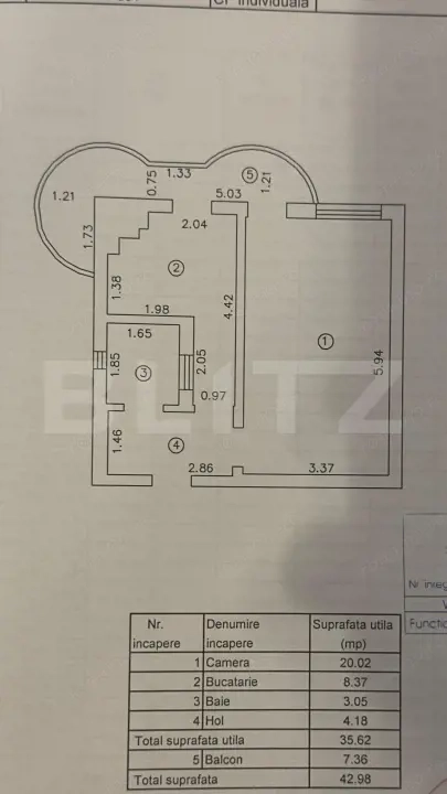 Apartament 1 cameră 43 mp Nicolina