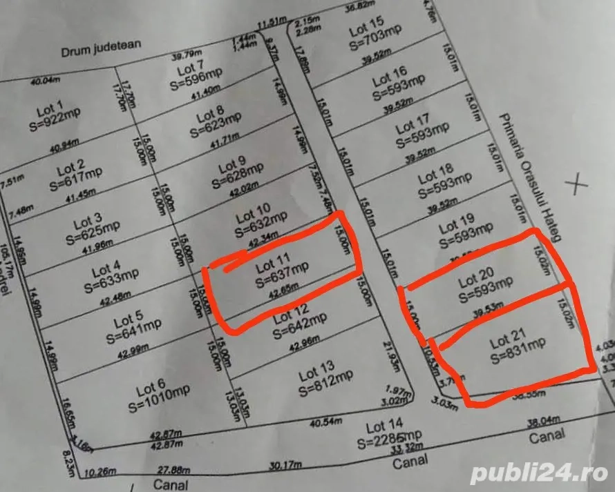 Vind teren intravilan parcelat