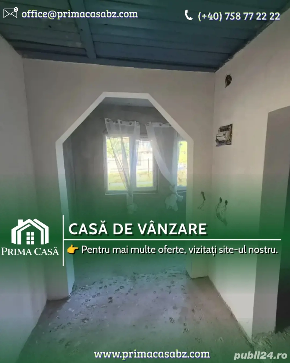 Casa si teren 3500mp in comuna Amaru BZ   4 camere   renovata in 2025   Pret: 25.000    