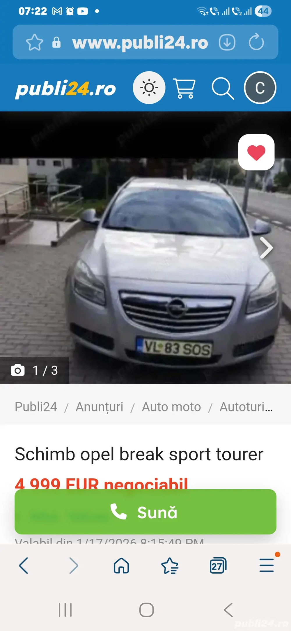Schimb opel insignia tourer