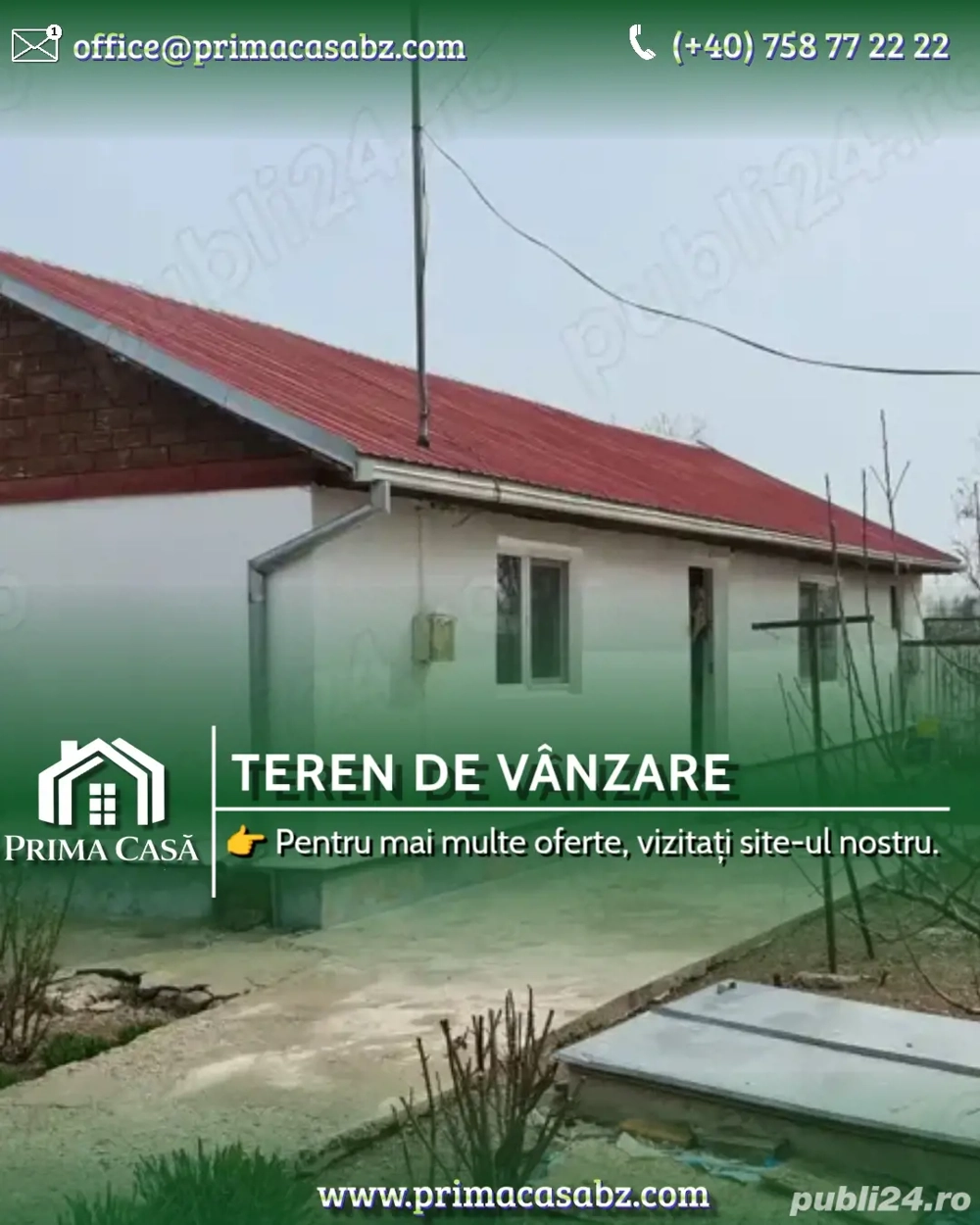 Casa si teren 5300mp   comuna Smeeni BZ   cu imbunatatiri   Pret: 50.000   