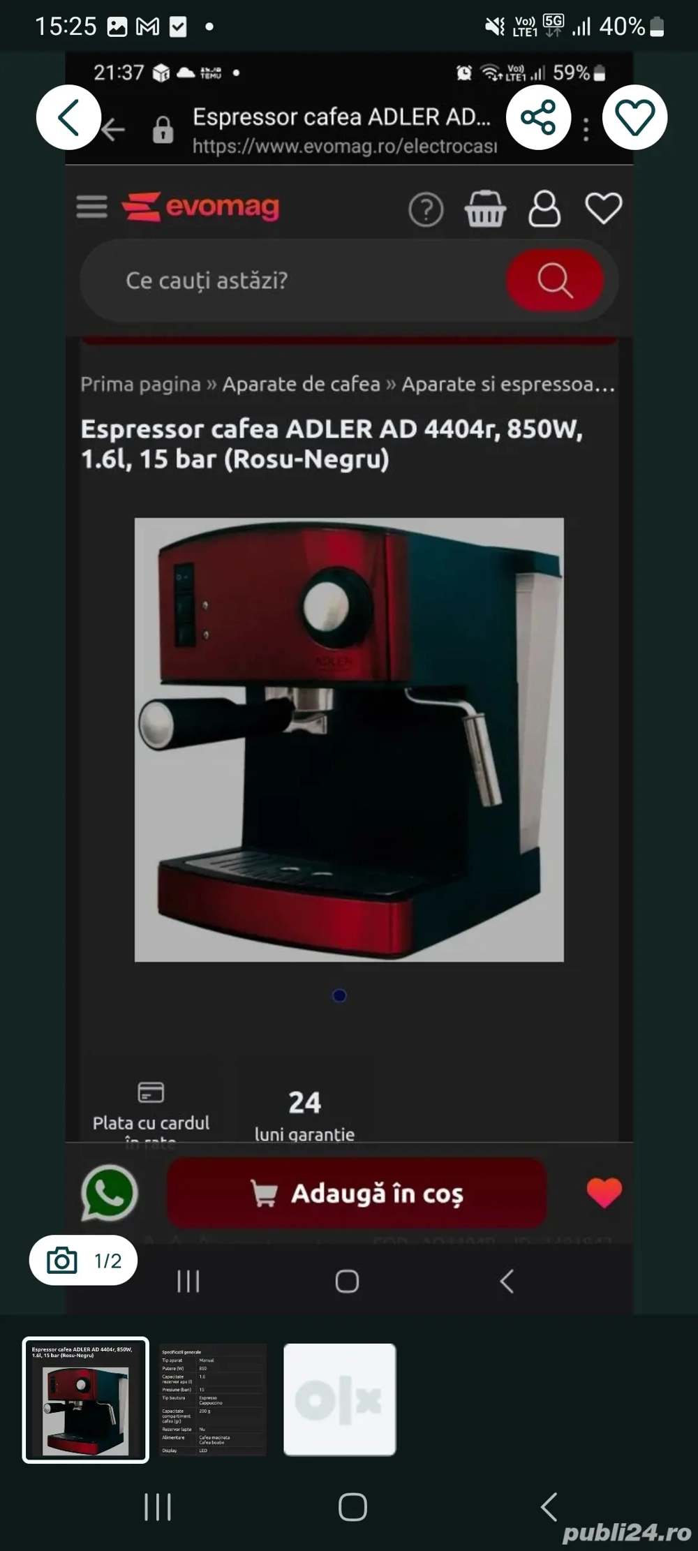 Vand expressor cafea manual 