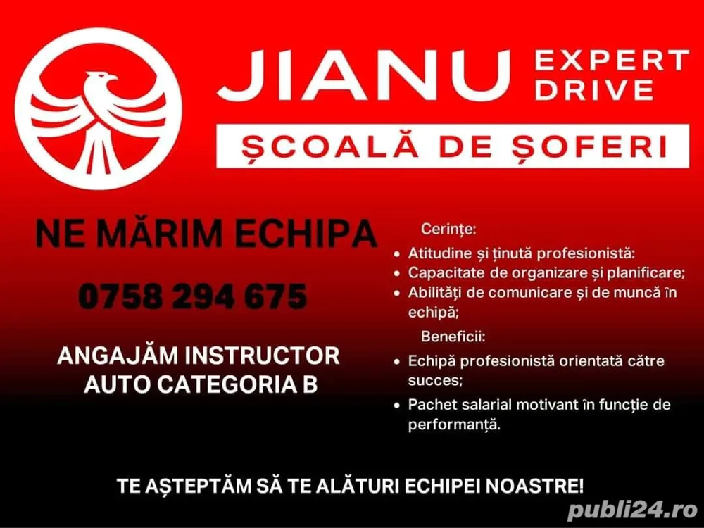Școală de șoferi angajează instructor auto categoria B 