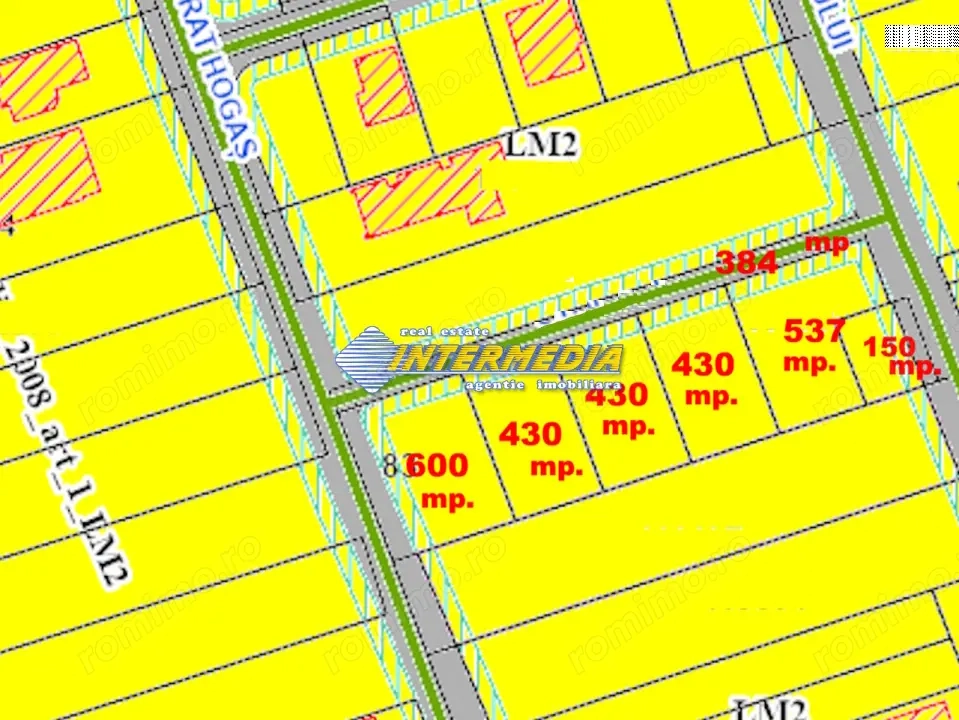 Teren Intravilan 2800 mp parcelat 430-600 mp PUZ Case D+P+1+M toate utilitatile