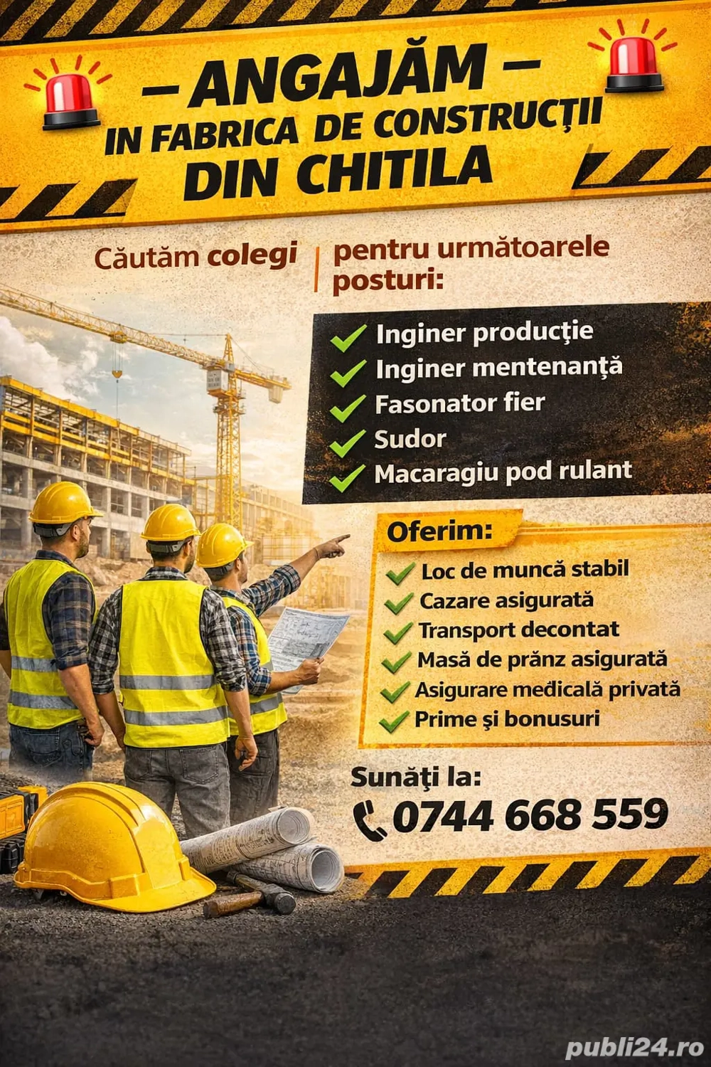 FABRICA  de constructii Chitila angajeaza