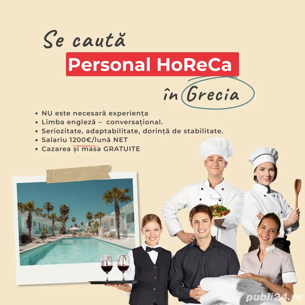 Ospătari | Ajutor bucătar | Cameriste - ÎN GRECIA   SEZON 2026