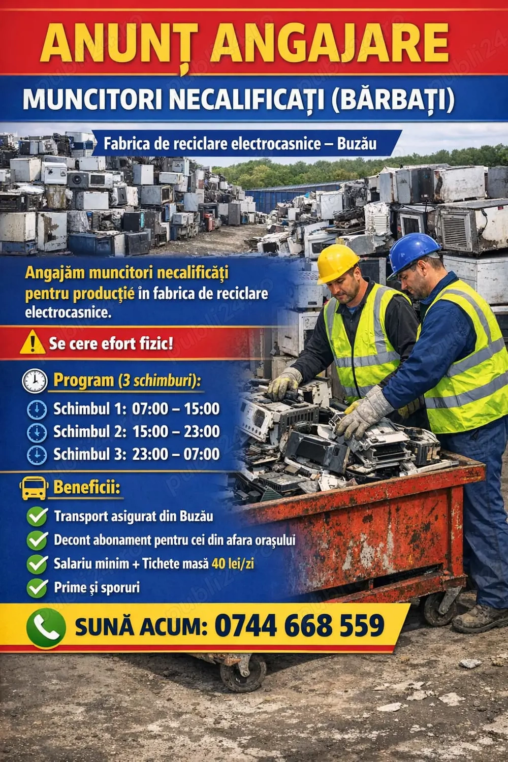 MUNCITORI necalificati  Manipulanti- fabrica reciclare