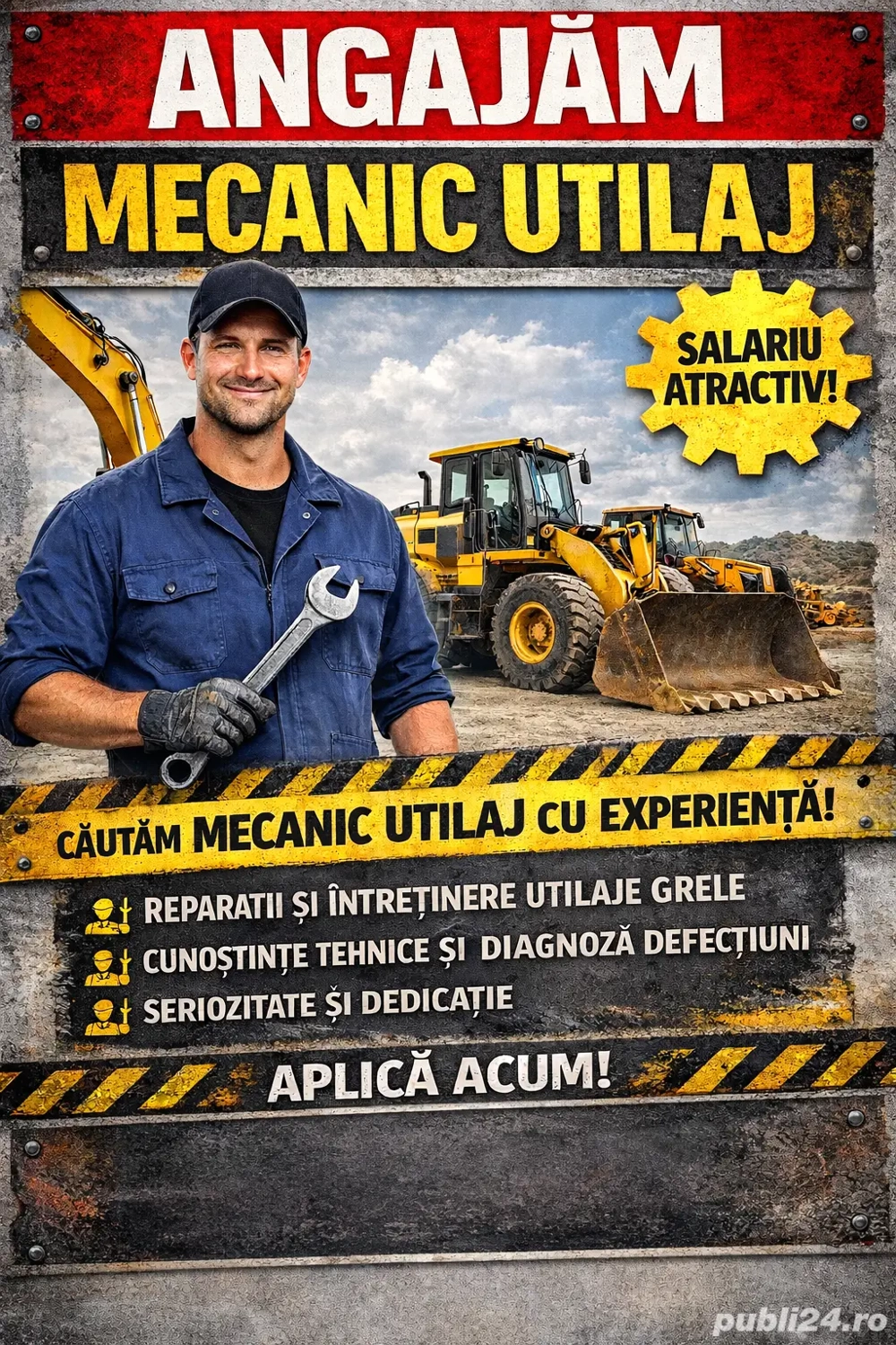 Angajăm Mecanic Utilaje Constructii