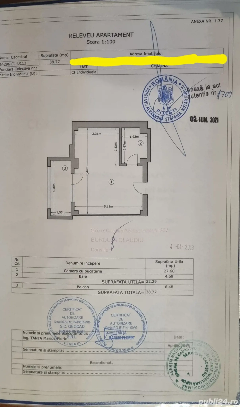 Garsoniera 38,77m  Militari Rezidence ,str. TINERETULUI 85