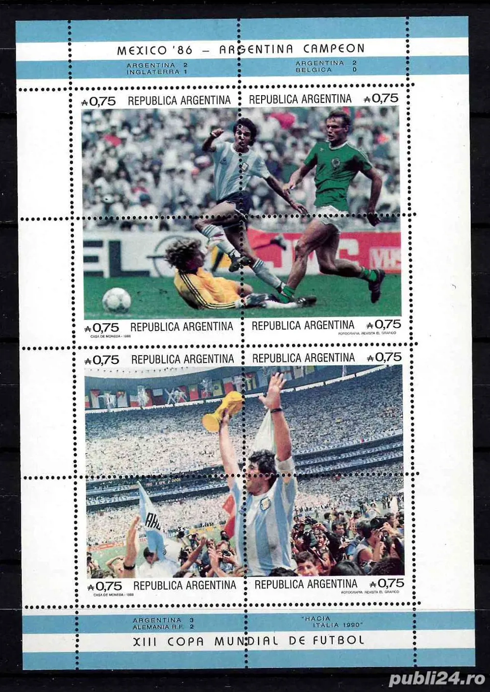 Timbre fotbal maradona nestampilate