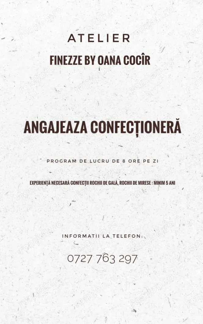 Angajez Confectionera Timisoara