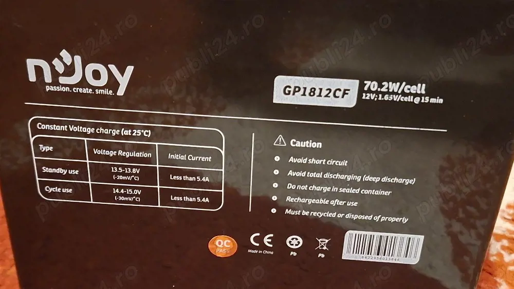 Acumulator baterie nJoy GP1812CF de 12V 18Ah